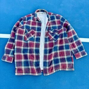 Vintage Fieldmaster Sherpa Lines Flannel Shirt Jacket Mens Size XL Tall